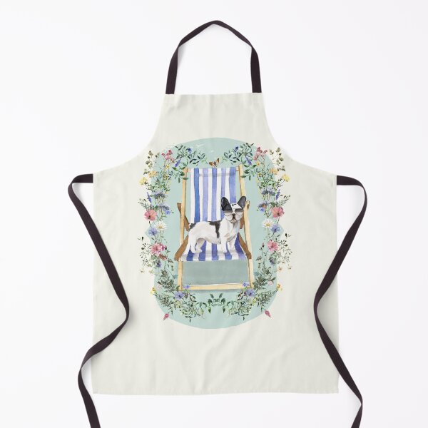 Item preview, French Bulldog with Deckchair and Wildflowers designed and sold by HugsAndPrints.