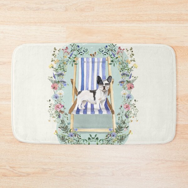 Item preview, French Bulldog with Deckchair and Wildflowers designed and sold by HugsAndPrints.