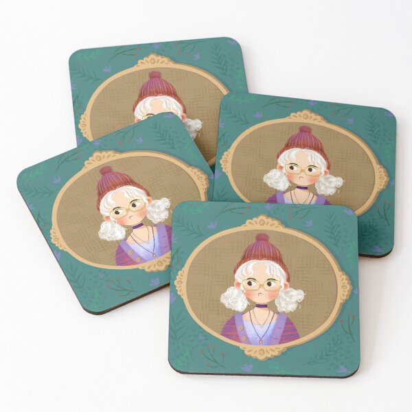 Item preview, Cute Botanical White Hair Girl Wearing Purple Cardigan and Wool Hat designed and sold by SpringNguyen.