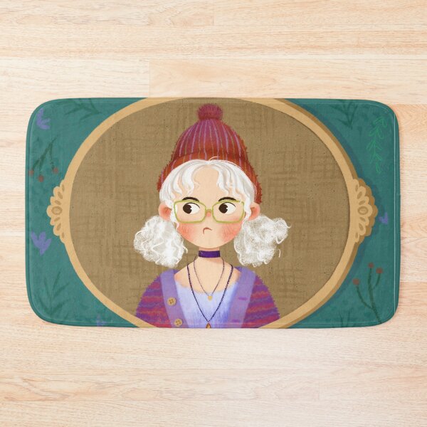 Item preview, Cute Botanical White Hair Girl Wearing Purple Cardigan and Wool Hat designed and sold by SpringNguyen.