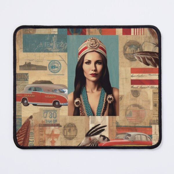 Item preview, America Beauty Retro Vintage Patchwork Collage Pattern of Americana designed and sold by BrandonArtWorld.
