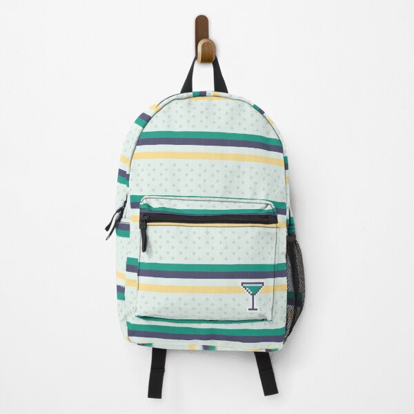 Nostalgic Vibrance: Navy, Teal, Yellow, and White Retro Stripes for a Chic and Colorful Aesthetic Backpack
