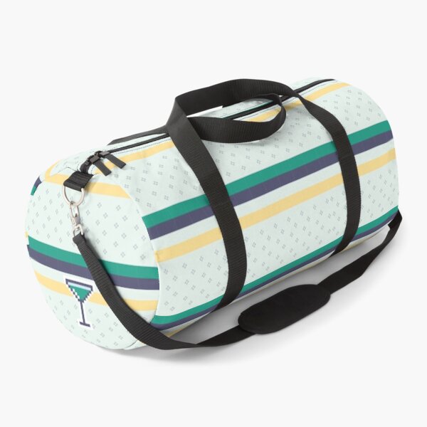 Nostalgic Vibrance: Navy, Teal, Yellow, and White Retro Stripes for a Chic and Colorful Aesthetic Duffle Bag