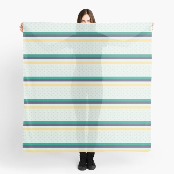 Nostalgic Vibrance: Navy, Teal, Yellow, and White Retro Stripes for a Chic and Colorful Aesthetic Scarf