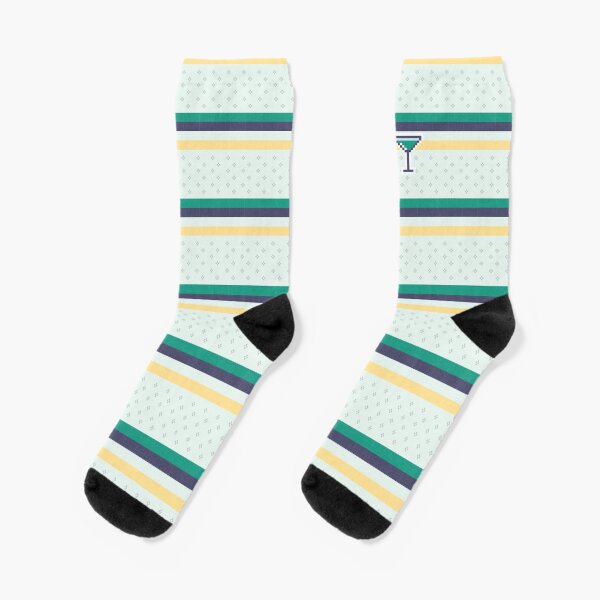 Nostalgic Vibrance: Navy, Teal, Yellow, and White Retro Stripes for a Chic and Colorful Aesthetic Socks