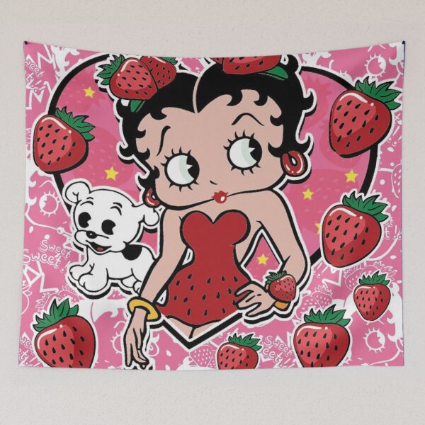 Item preview, strawberry betty boop poster, Betty Boop Sassy, Betty Boop Throw Blanket, Betty Boop Doodles designed and sold by retro-vectors.