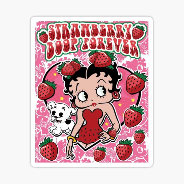 Item preview, strawberry betty boop poster, Betty Boop Sassy, Betty Boop Throw Blanket, Betty Boop Doodles designed and sold by retro-vectors.
