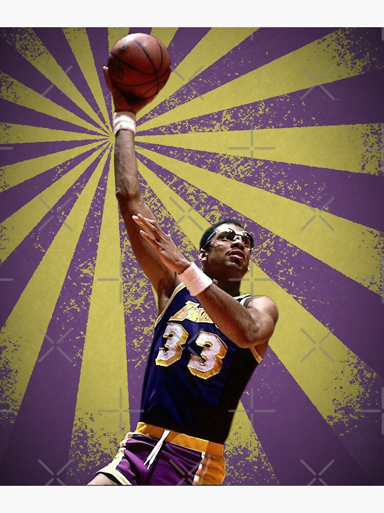 Camiseta Authentic Kareem Abdul-Jabbar #33 Los Angeles Lakers Throwback  Blanco - Hombre