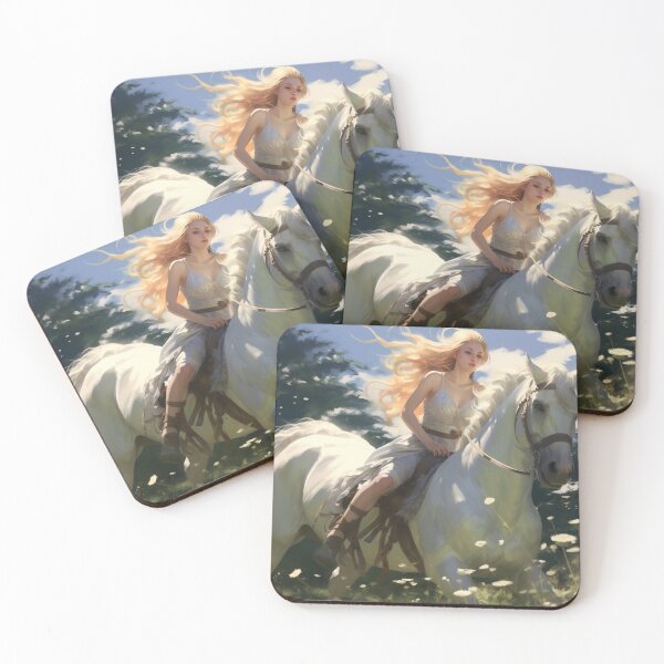 Item preview, Whispers of Freedom: Her Windswept Mane on a White Stallion designed and sold by oanaunciuleanu.
