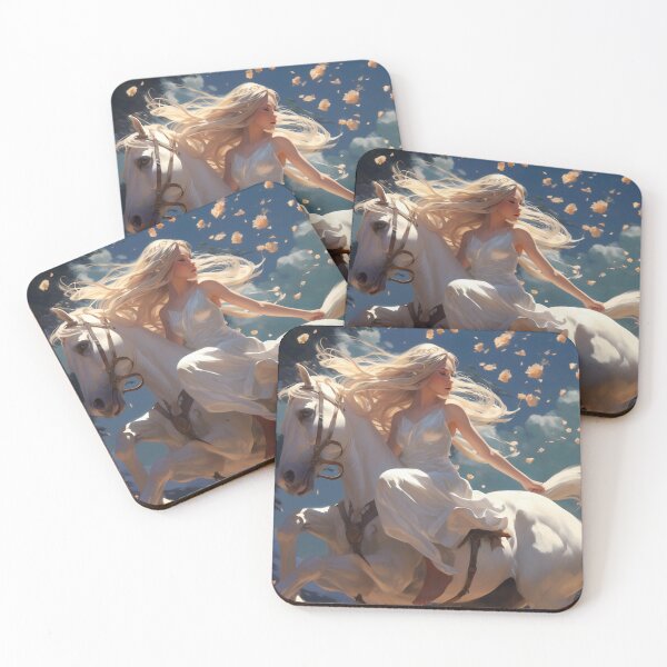 Item preview, Whispers of Freedom: Her Windswept Mane on a White Stallion designed and sold by oanaunciuleanu.