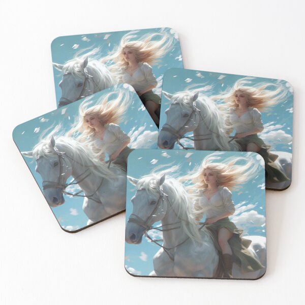 Item preview, Whispers of Freedom: Her Windswept Mane on a White Stallion designed and sold by oanaunciuleanu.