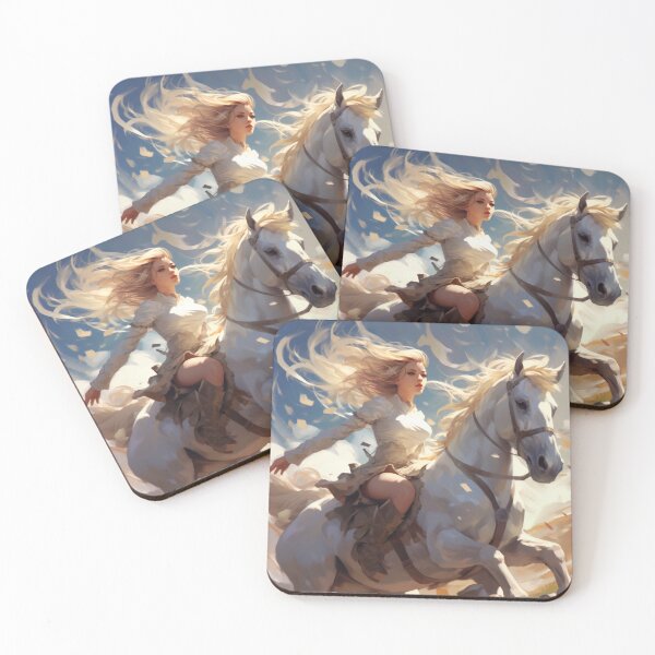Item preview, Whispers of Freedom: Her Windswept Mane on a White Stallion designed and sold by oanaunciuleanu.
