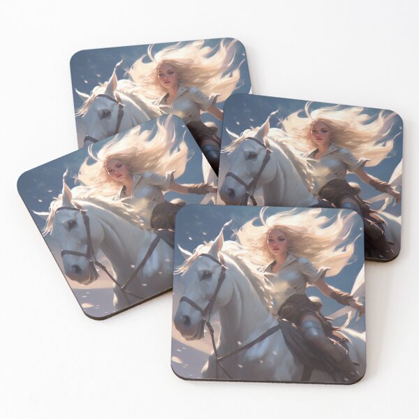 Item preview, Whispers of Freedom: Her Windswept Mane on a White Stallion designed and sold by oanaunciuleanu.