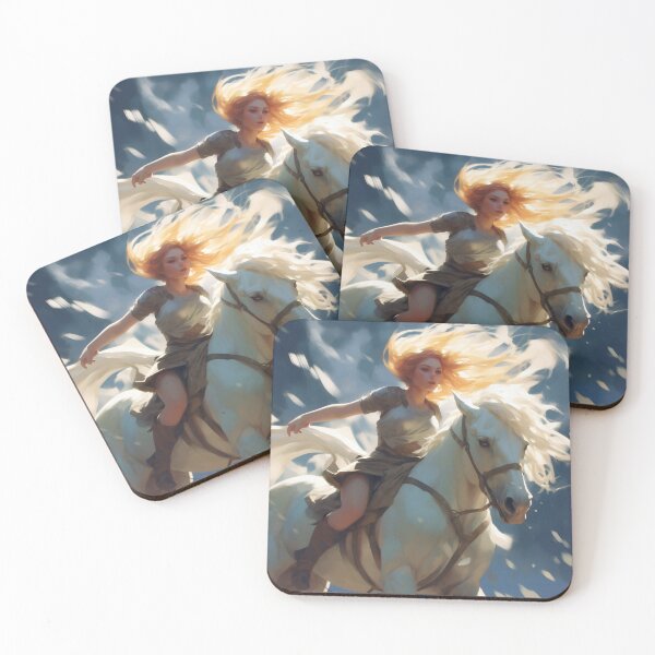 Item preview, Whispers of Freedom: Her Windswept Mane on a White Stallion designed and sold by oanaunciuleanu.