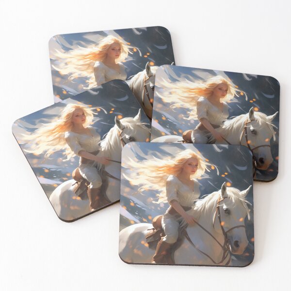 Item preview, Whispers of Freedom: Her Windswept Mane on a White Stallion designed and sold by oanaunciuleanu.