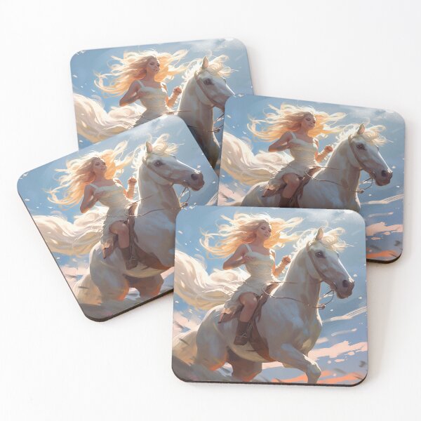 Item preview, Whispers of Freedom: Her Windswept Mane on a White Stallion designed and sold by oanaunciuleanu.