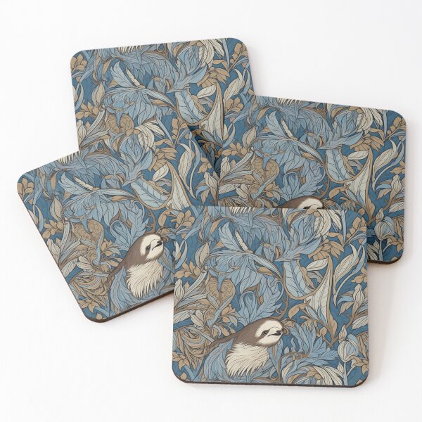Item preview, Cute Sloth in the Jungle happy Sloth Nouveau pattern designed and sold by Viking-Samurai.
