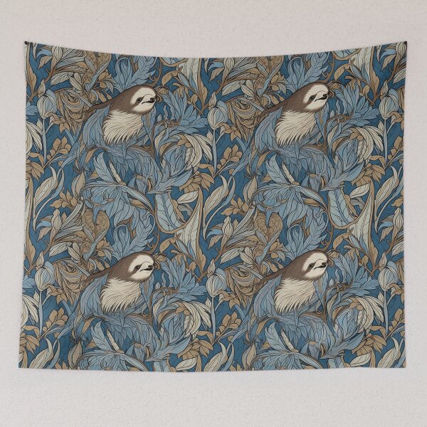 Item preview, Cute Sloth in the Jungle happy Sloth Nouveau pattern designed and sold by Viking-Samurai.