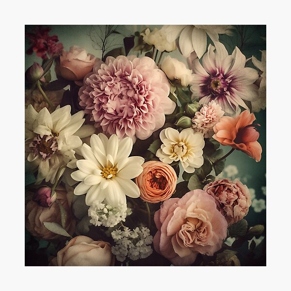 Aperçu de l'œuvre Fleurs colorées vintage créée et vendue par HeartShapeLove.