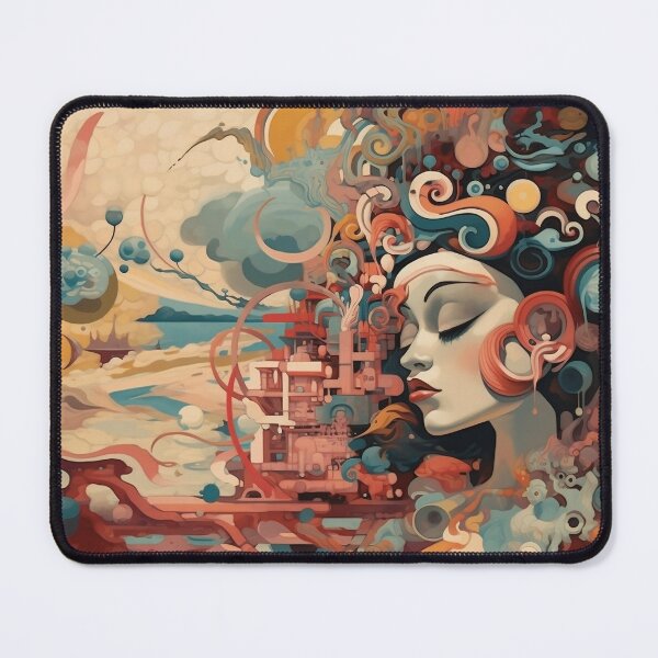 Item preview, Surreal Art - Beautiful Dreaming Woman designed and sold by Spiralysis.