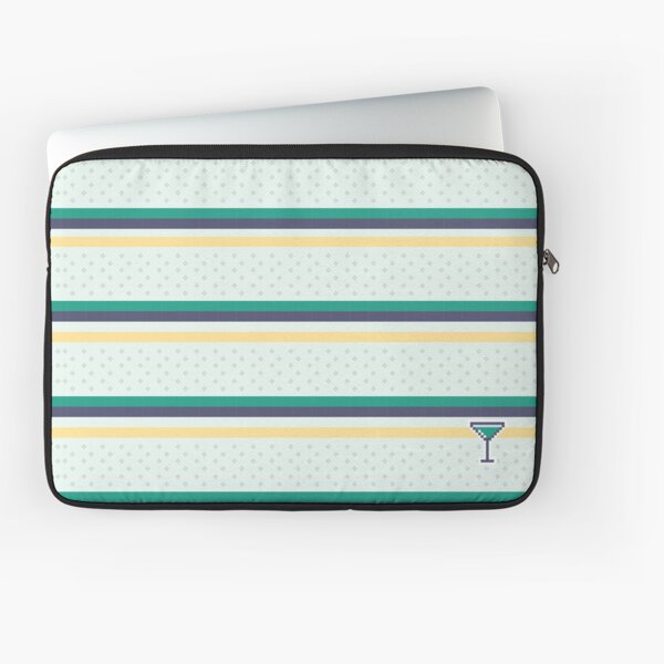 Nostalgic Vibrance: Navy, Teal, Yellow, and White Retro Stripes for a Chic and Colorful Aesthetic Laptop Sleeve