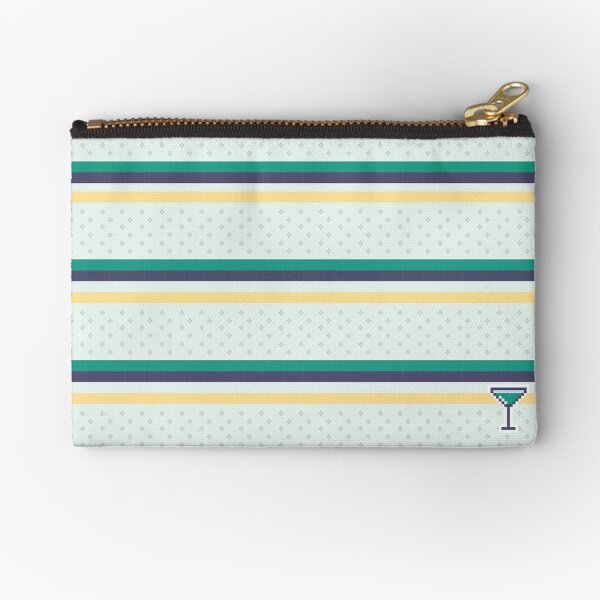 Nostalgic Vibrance: Navy, Teal, Yellow, and White Retro Stripes for a Chic and Colorful Aesthetic Zipper Pouch