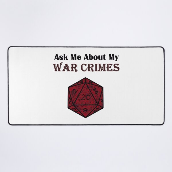 Item preview, Ask me About My War Crimes D20 designed and sold by Bits and Bobs.