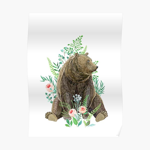 Foggy Blue Forest Bear Silhouette Printable Wall Art Forest Animal Wall Art Bear Print Woodland Nursery Wall Art Downloadable Prints