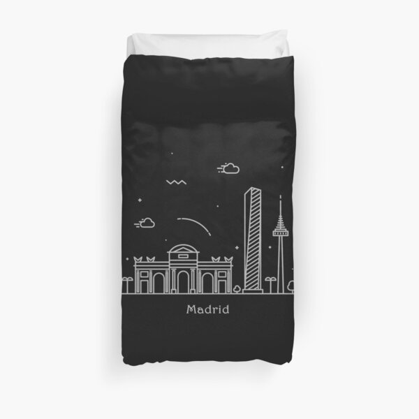 Cartel de arte de línea mínima Madrid Skyline Funda nórdica