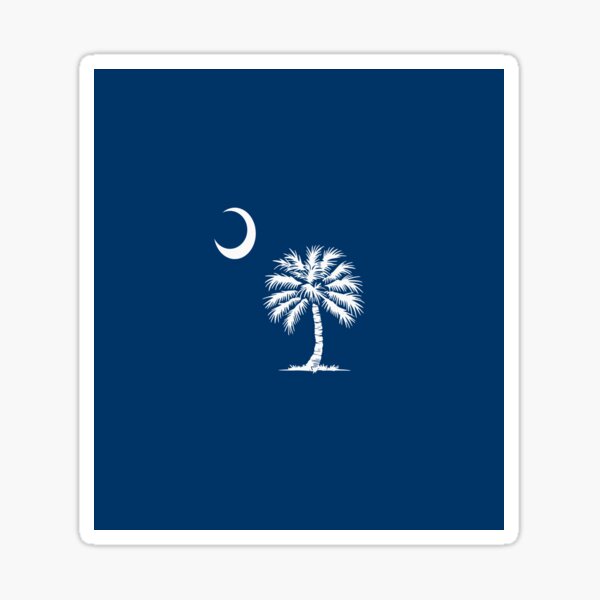 South Carolina Palmetto Moon (Simple Style) 3 Decal Sticker 2 Pack White