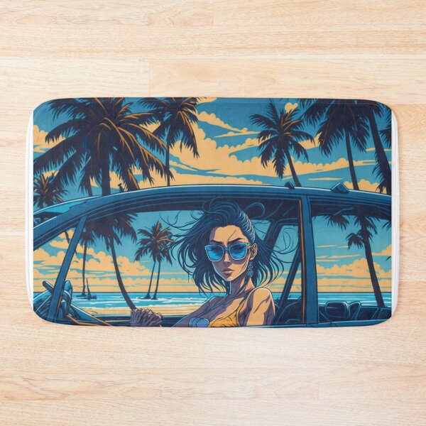 Item preview, Coastal Vibes: Stunning Girl with Sunglasses and Beach Scene Illustration designed and sold by RedArtG09.