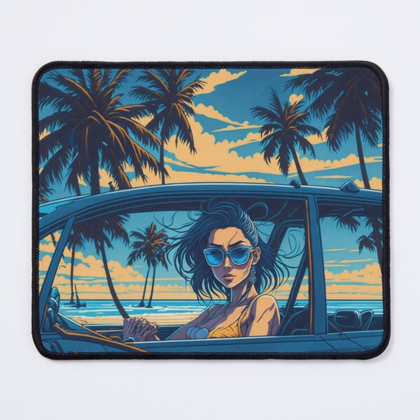 Item preview, Coastal Vibes: Stunning Girl with Sunglasses and Beach Scene Illustration designed and sold by RedArtG09.