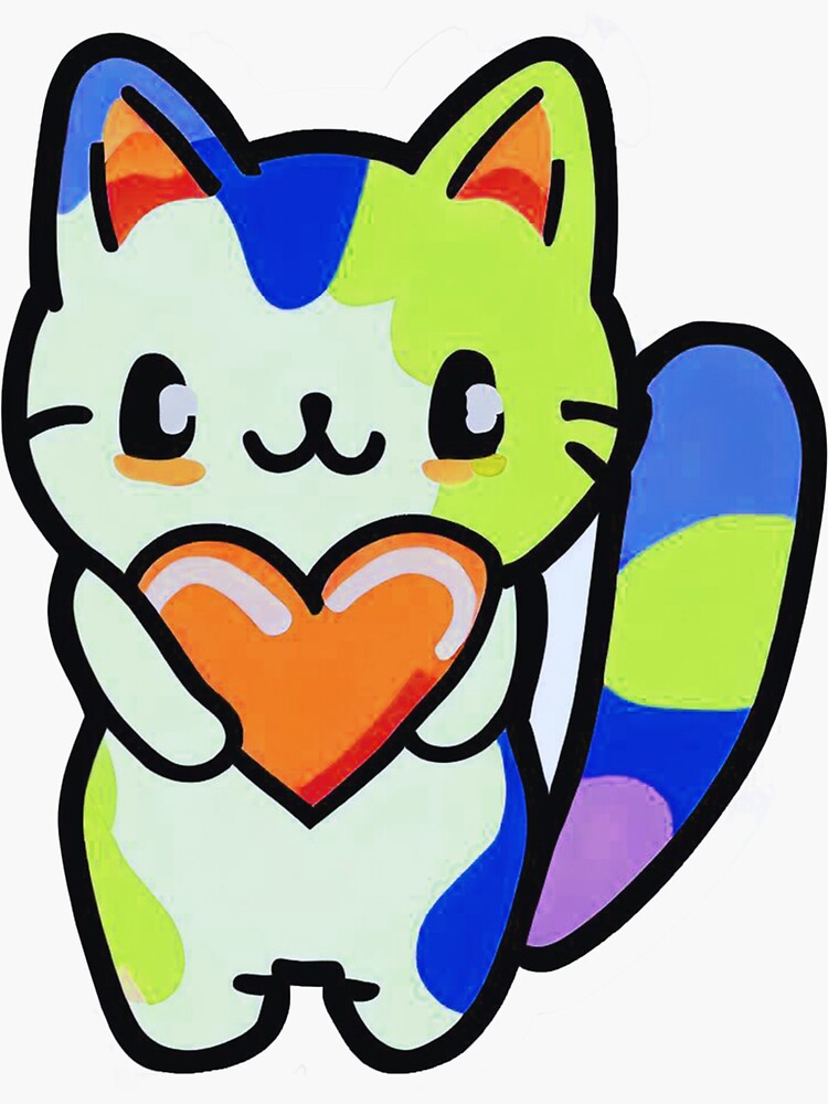 Thumbnail 3 of 3, Sticker, Rainbow Cat designed and sold by cokemann.