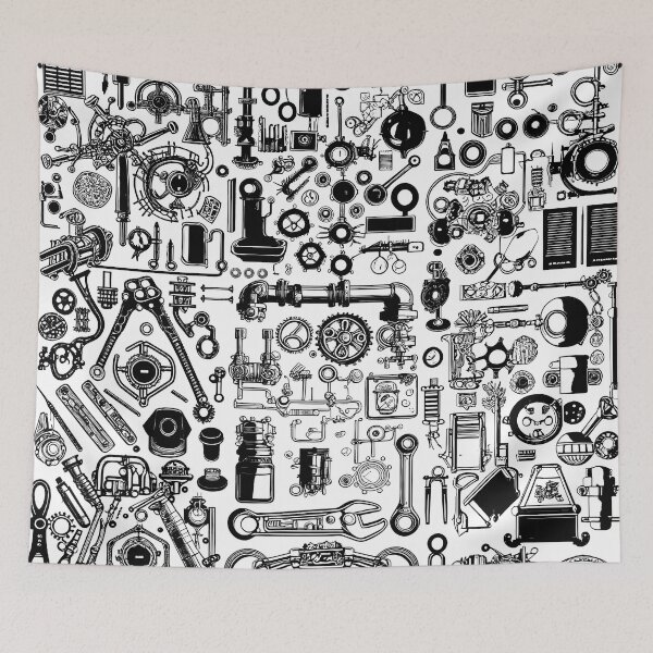 Item preview, Knolling AI generated steampunk tech tools designed and sold by Promptified.