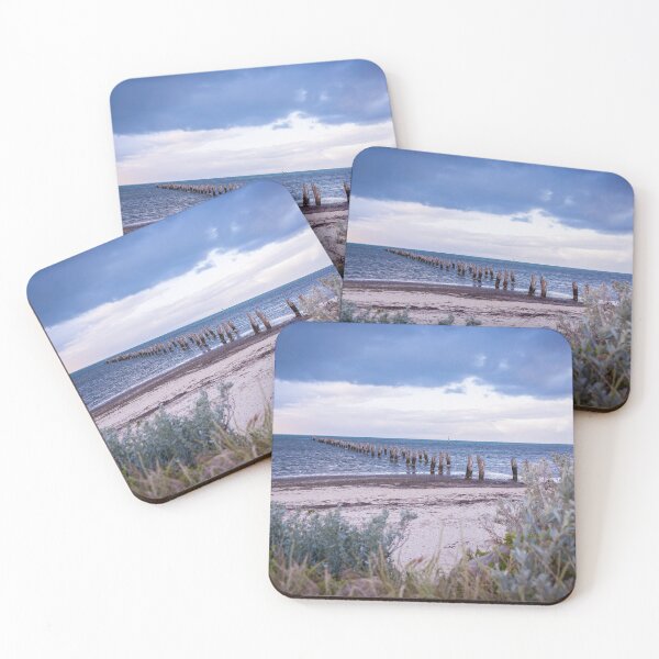 Item preview, Old boardwalk jetty beach landscape designed and sold by visualsensation.