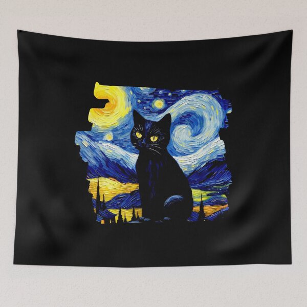 Item preview, Van gogh Style Black Cat  designed and sold by Vangoholic.