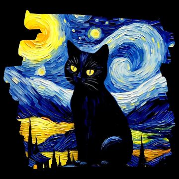 Aperçu de l'œuvre Chat noir style van gogh de Vangoholic