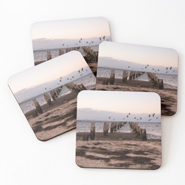 Item preview, Flying Sea gulls over an old jetty at sunset  designed and sold by visualsensation.