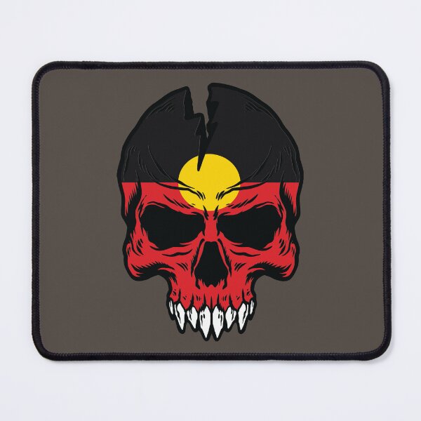 Item preview, Australian native aboriginal flag skull head  designed and sold by Donutlovers.