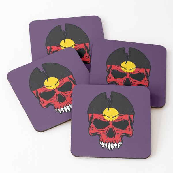 Item preview, Australian native aboriginal flag skull head  designed and sold by Donutlovers.