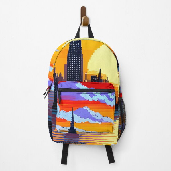 Item preview, Pixel city on the background of the setting sun designed and sold by brandway.