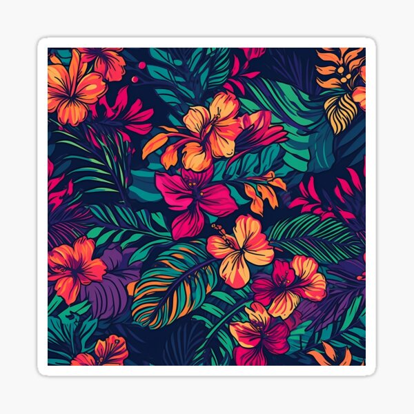 Fleurs tropicales au néon 1 Sticker