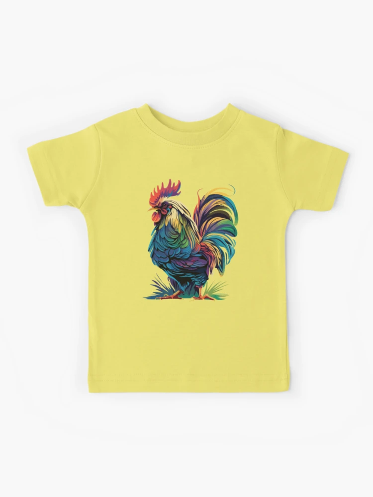 colorful rooster tee, rooster lover gift idea, stylish bird-inspired  clothing, rooster tee for fashion enthusiasts, unique rooster graphic tee  for animal lovers Kids T-Shirt for Sale by DeepikaSingh