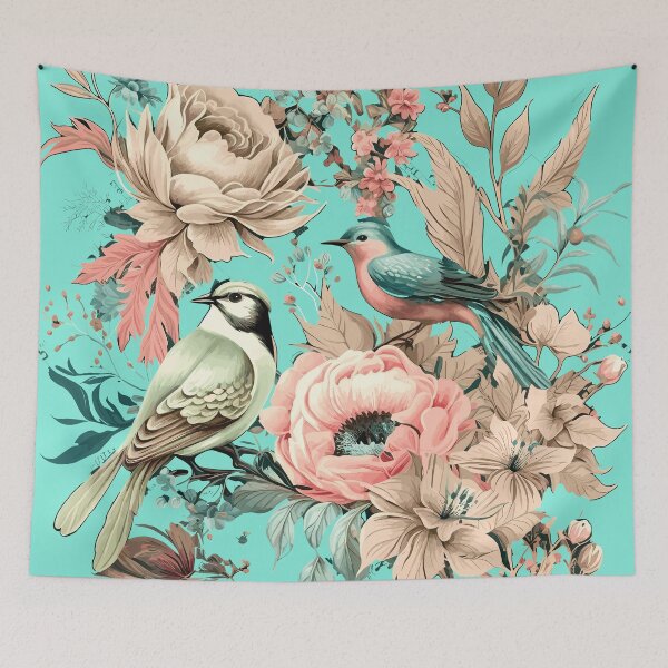 Item preview, Oriental floral print and Vintage Bird  designed and sold by LUEE-Design.