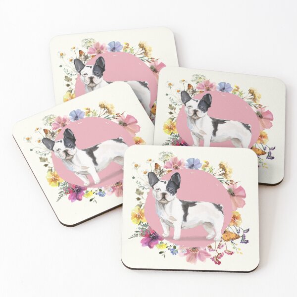 Item preview, French Bulldog and Wildflowers in Pink designed and sold by HugsAndPrints.