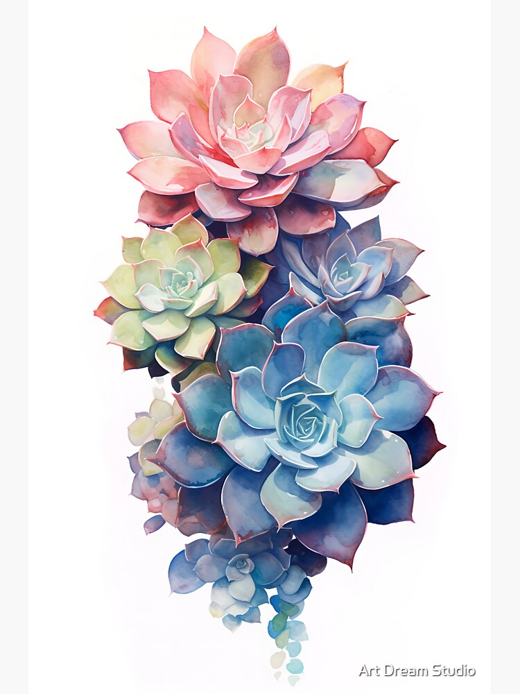 Original Cute Succulent Watercolor - One of shipping a Kind