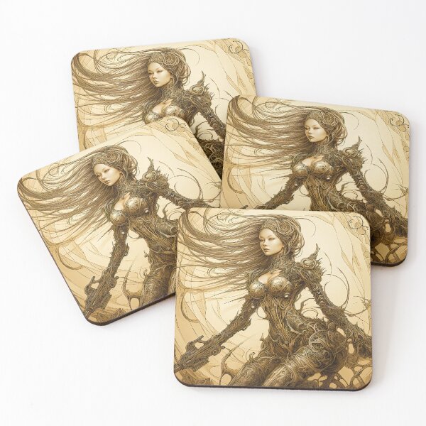 Item preview, The Sniper Lady-sexy-dark-fantasy-abstract-detailed-flow style-patterns-beautiful women designed and sold by Hermossa-Art.
