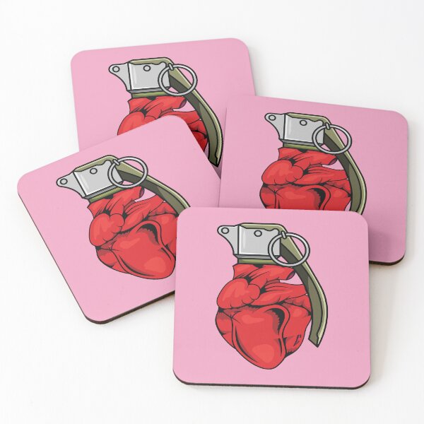 Item preview, Red heart explosive hand grenade heartbeat  designed and sold by Donutlovers.