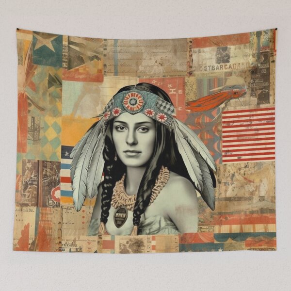 Item preview, America Beauty Retro Vintage Patchwork Collage Pattern of Americana designed and sold by BrandonArtWorld.