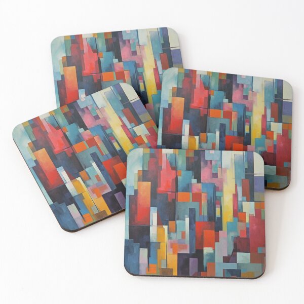 Item preview, Vibrant Cubist-Inspired Abstract Cityscape Digital Art with Blue Sky - UHD Print for Versatile Decor designed and sold by stateofhuman.